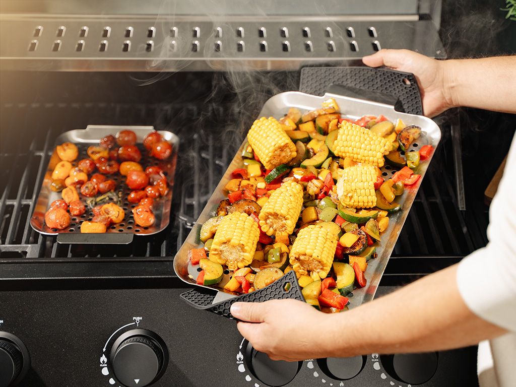 RUOSTUMATON TERÄS BBQ-ALUSTA 43×25 CM - 2
